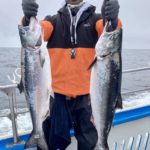 Kevin Hubbard from Madera with a couple salmon caught on anchovies.