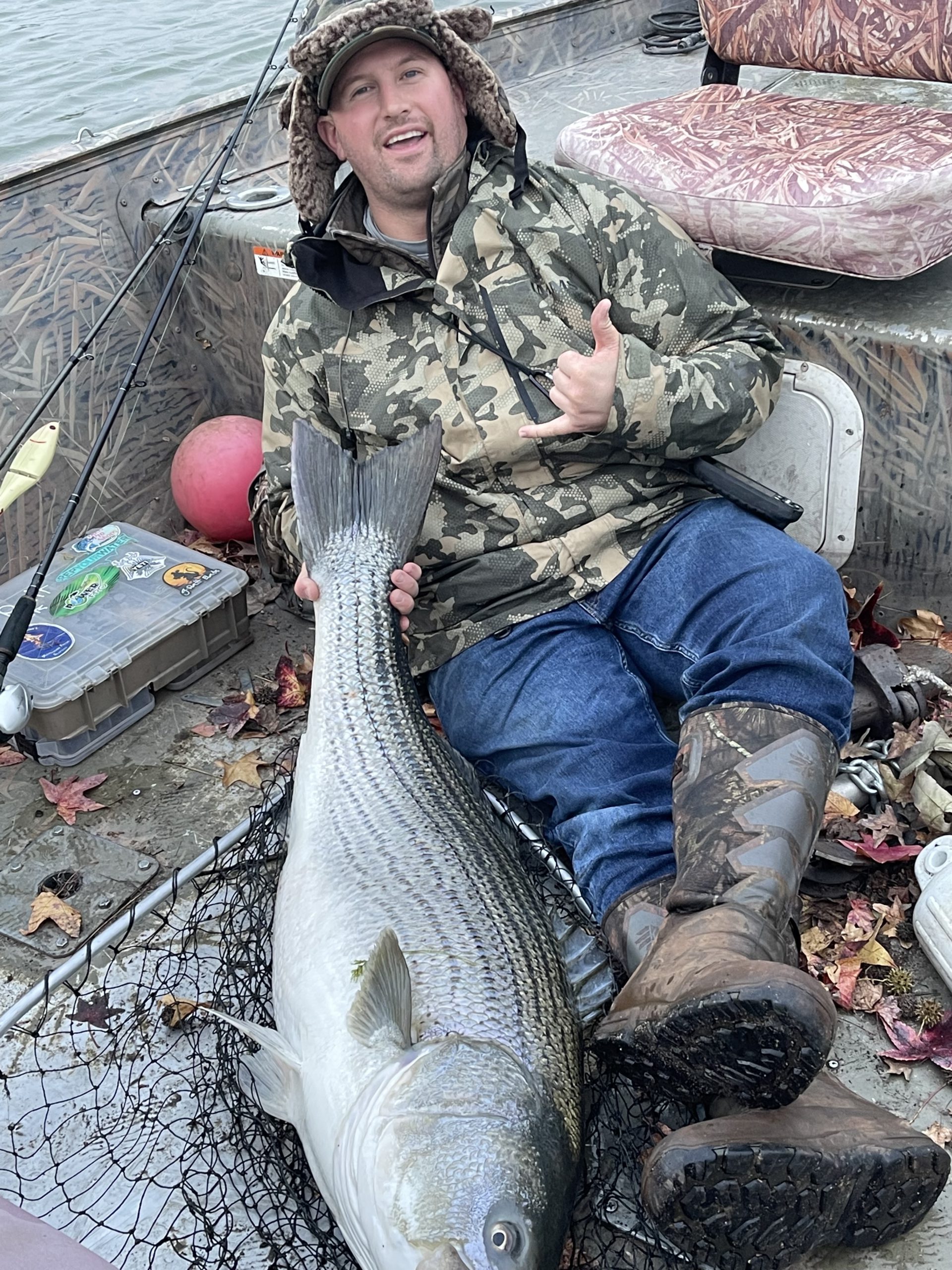 Angler hooks giant striper on Sac River