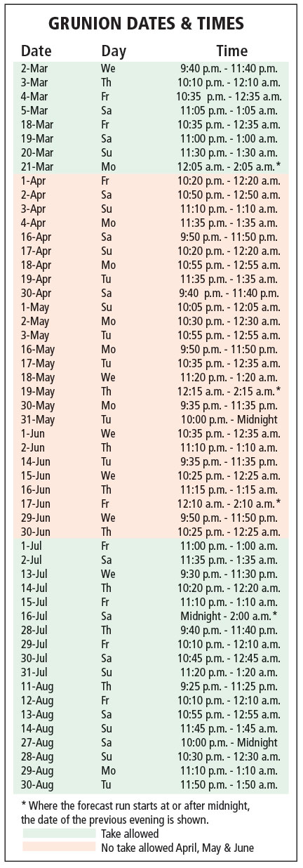 Grunion Run Forecast: dates, times and upcoming new regs | Western Outdoor News