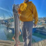 Justin Sutherland of Sitka, Alaska with a 51-inch, 47-pound south bay sturgeon with Captain Steve Gutierrez of Deadliest Kast Guide Service out of Oyster Point.